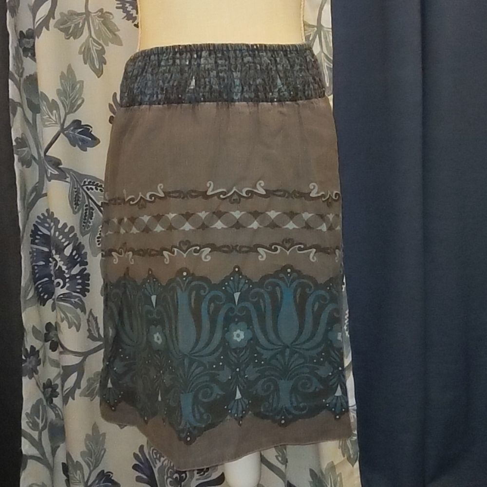 Free People womens Abstract Print Boho Skirt Elastic Waist - Picture 3 of 5